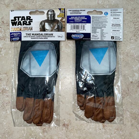 CHILD STAR WARS MANDALORIAN GLOVES HALLOWEEN COSTUME JWC1178 NEW - Picture 2 of 4